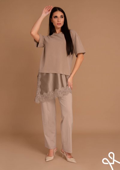 Bézs színű elegáns nadrág - Magenta Árkád