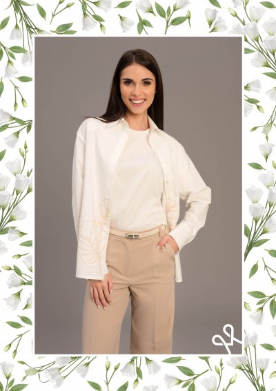 Hímzett vászon női ing bordűrrel - Magenta Árkád