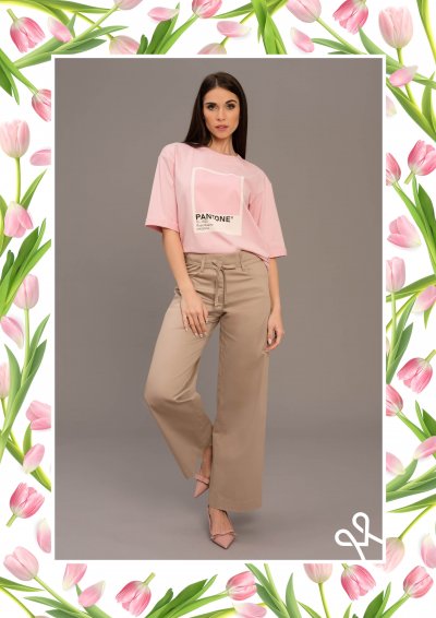 Rózsaszín viszkóz felső filmnyomással - Magenta Árkád