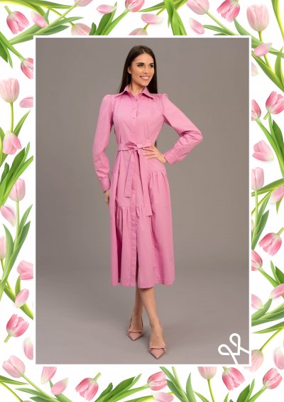 Pink pamut maxi ingruha aszimmetrikus fazonnal - Magenta Árkád