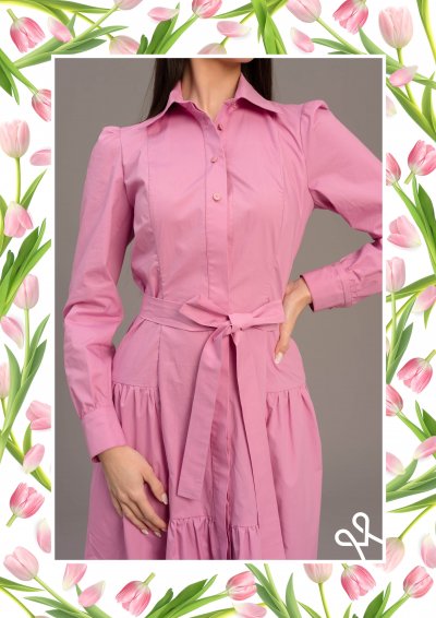 Pink pamut maxi ingruha aszimmetrikus fazonnal - Magenta Árkád