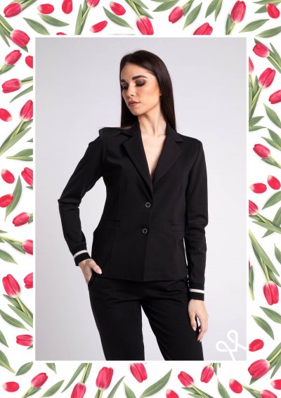 Fekete elasztikus sportos zakó női - Magenta Árkád