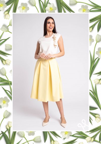 Sárga A-vonalú szoknya hajtásokkal – Magenta Árkád