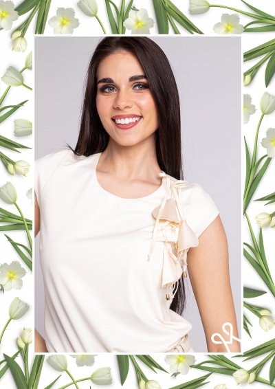 Ujjatlan női felső virág díszítéssel – Magenta Árkád