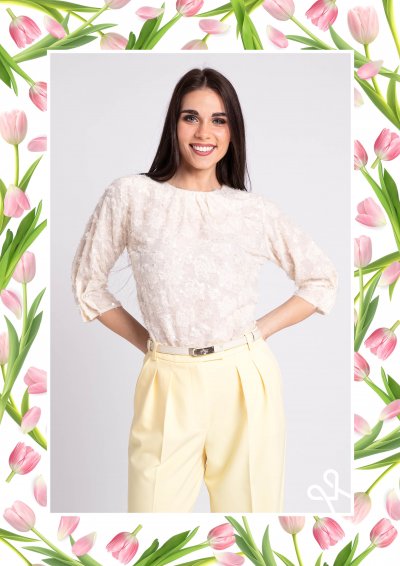 Flitteres női felső 3/4 ujjal – Magenta Árkád