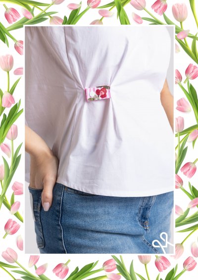 Magenta Árkád nyári felső – vászon, laza, rövid ujjú fazon