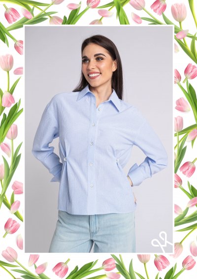 Magenta Árkád nyári ing – kék, alakot követő, pamut fazon