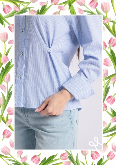 Magenta Árkád nyári ing – kék, alakot követő, pamut fazon