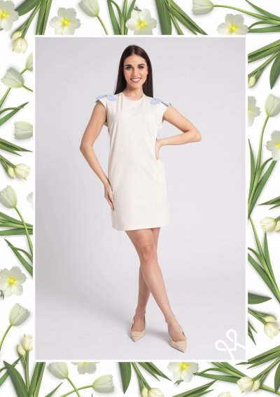 Magenta Árkád nyári ruha – puntó, masnis, nőies fazon