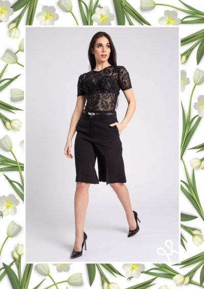 Magenta Árkád - Fekete flitteres felső 