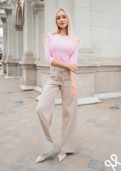 Magenta Árkád - Bő szárú bézs nadrág 