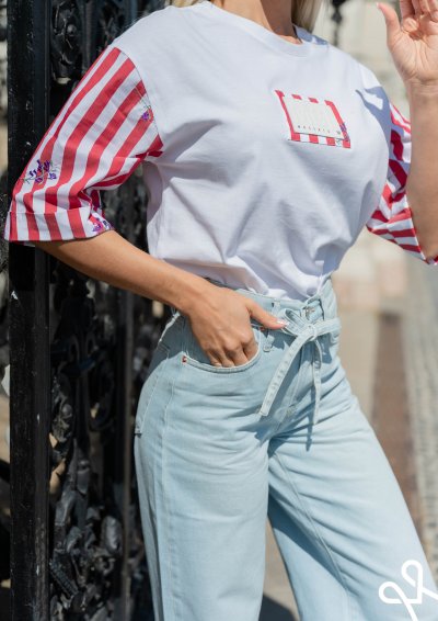 Magenta Árkád - Világoskék, bő szárú női farmer nadrág