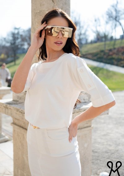 Vaj színű puntó felső 3/4 ujjjal – Magenta Árkád nyár