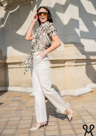 Zöld mintás fodros blúz – Magenta Árkád nyári kollekció