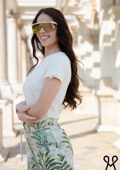 Szűk 3D mintás raglán ujjú felső – Magenta Árkád nyári kollekció