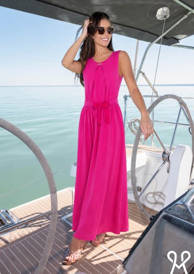 Magenta Árkád - Pink len maxi női ruha