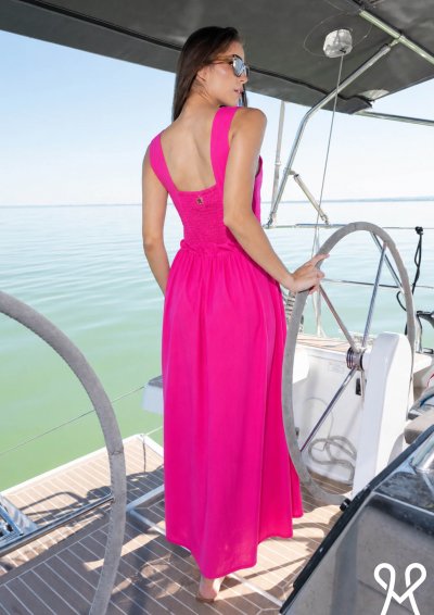 Magenta Árkád - Pink len maxi női ruha