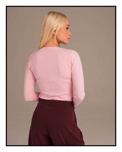 Magenta Árkád - Rózsaszín V-nyakú kötött pulóver | Őszi kollekció