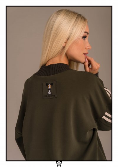 Magenta Árkád - Khaki sportos puntó pulóver | Őszi kollekció