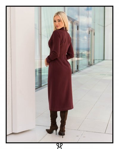 Magenta Árkád - Bordó puntó ruha gallérral | Őszi kollekció