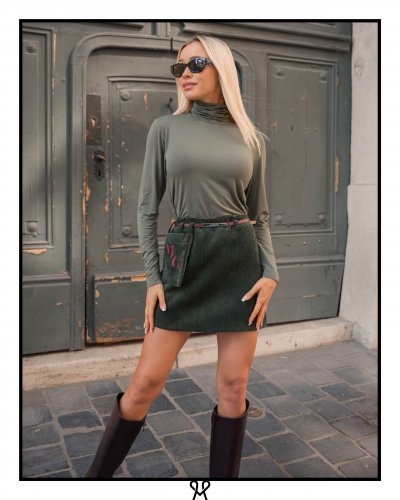 Magenta Árkád - Khaki elasztikus viszkóz garbó | Őszi kollekció