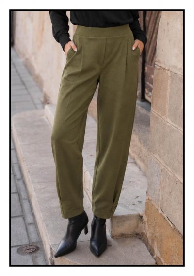 Magenta Árkád - Khaki puntó nadrág gombos díszítéssel | Őszi kollekció