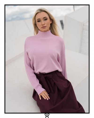Rózsaszín garbós pulóver | Magenta Árkád