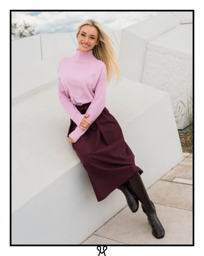 Rózsaszín garbós pulóver | Magenta Árkád