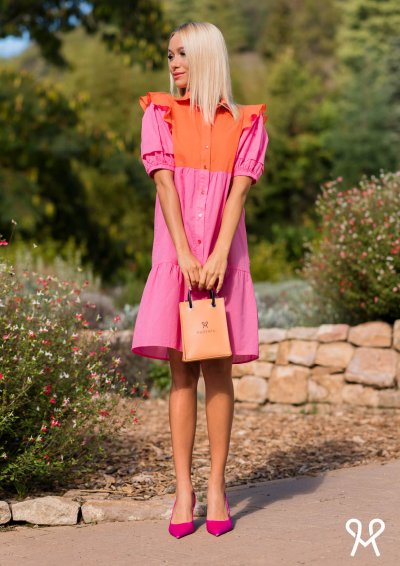 Magenta Pink-narancs színű ruha
