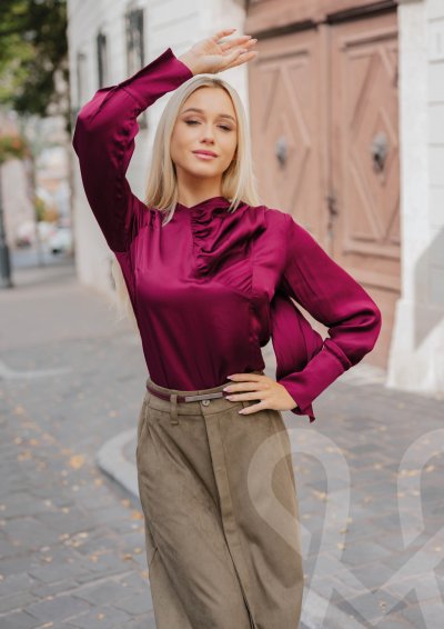 Magenta Árkád Khaki velúr szoknya