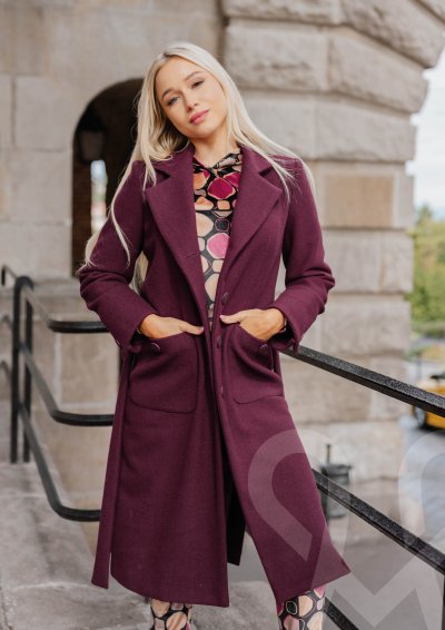 Magenta Árkád Burgundi szövetkabát
