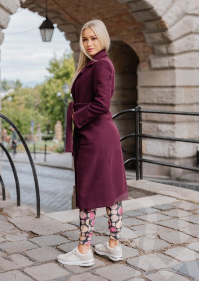 Magenta Árkád Burgundi szövetkabát