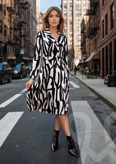 Magenta Árkád Mintás ruha 