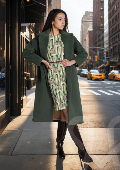 Magenta Árkád Zöld színű szövetkabát