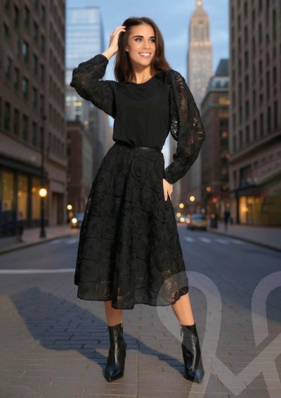 Magenta Árkád Fekete raglán ujjú felső