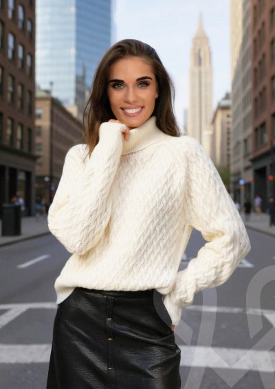 Magenta Árkád Fehér kötött garbó