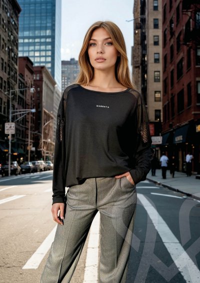 Magenta Árkád Fekete felső hálós vállrésszel