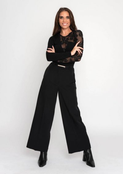 Magenta Árkád Fekete elegáns nadrág 