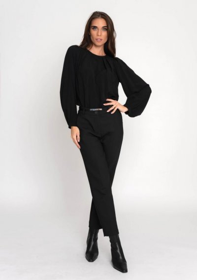 Magenta Árkád Fekete muszlin blúz