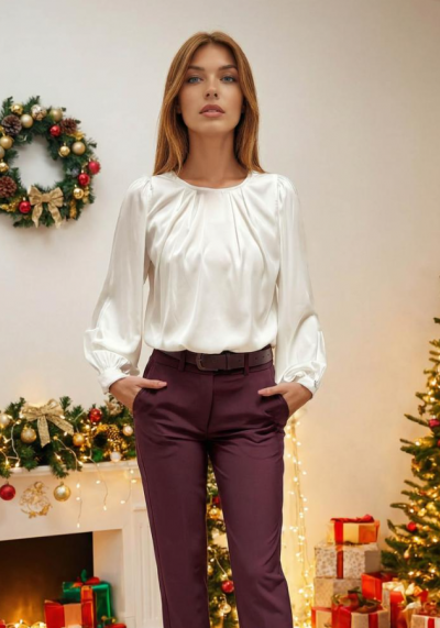 Magenta Árkád Fehér muszlin blúz