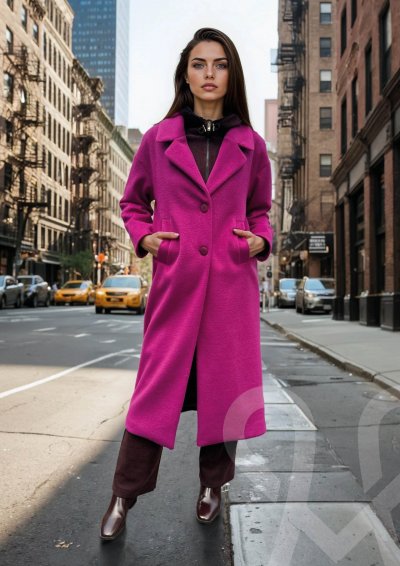 Magenta Árkád Fuxia színű szövetkabát