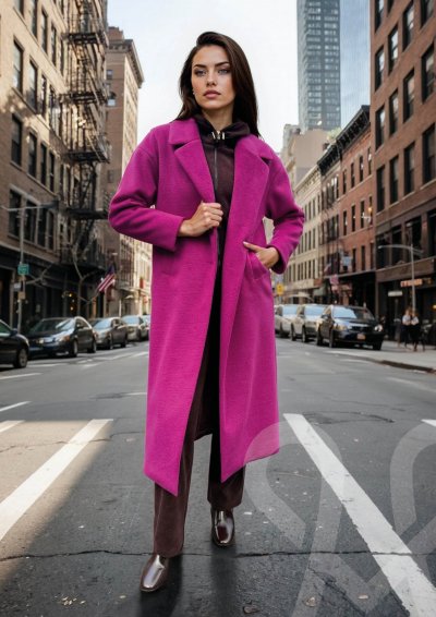 Magenta Árkád Fuxia színű szövetkabát