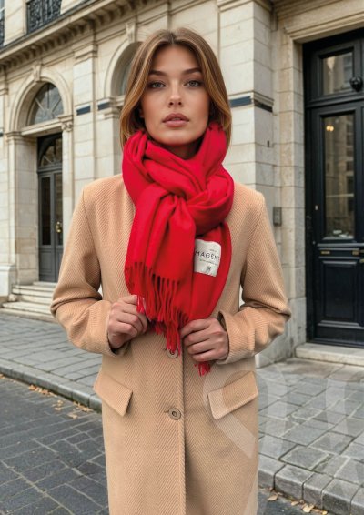 Magenta Árkád Piros kasmír sál