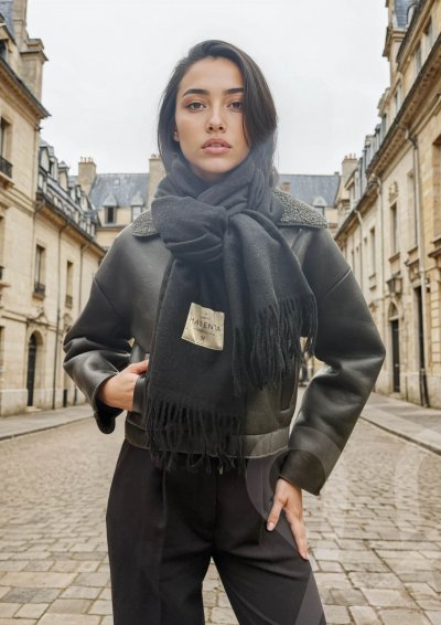 Magenta Árkád Fekete kasmír sál