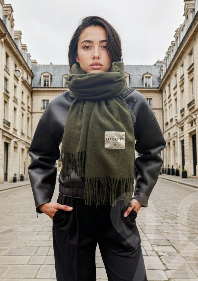 Magenta Árkád Khaki kasmír sál