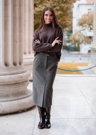 Magenta Árkád Csokibarna kötött garbó