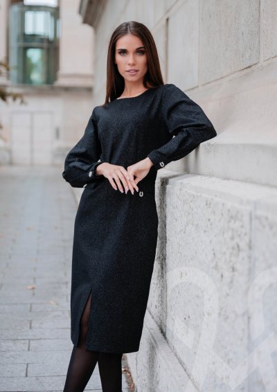 Magenta Árkád Fekete elegáns ruha 