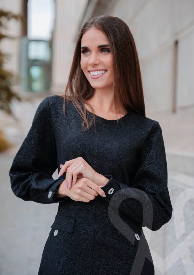 Magenta Árkád Fekete elegáns ruha 