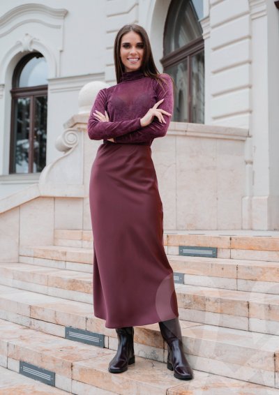 Magenta Árkád Lila színű szatén szoknya