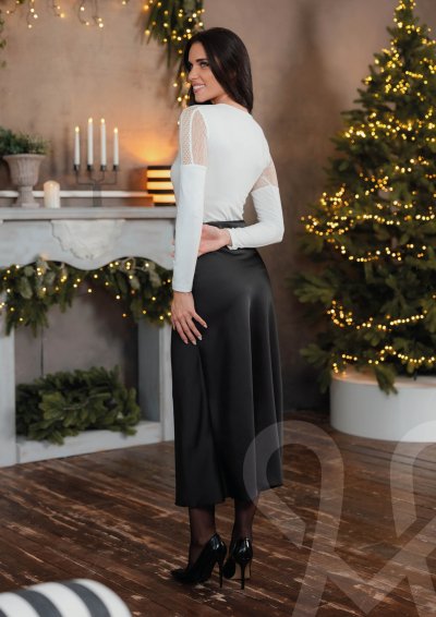 Magenta Árkád Fekete színű szatén szoknya